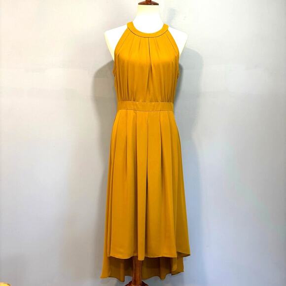Banana Republic Heritage Collection Dresses & Skirts - Mustard Yellow Pleated High Low Midi Dress Flowy Lightweight Banana Republic 10